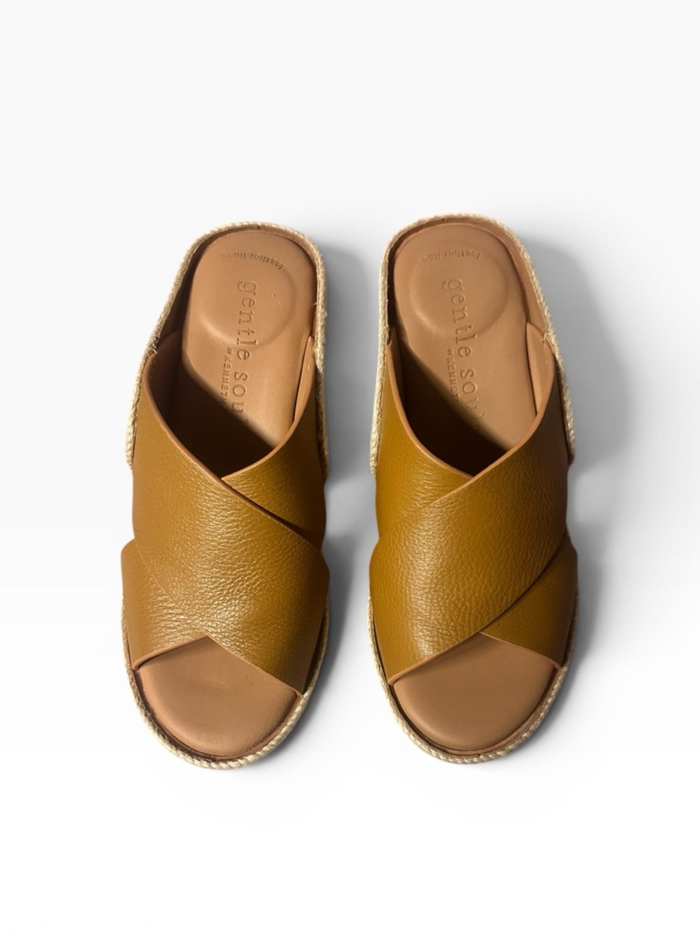 gentle souls Tan Leather Crisscross Slide Mules